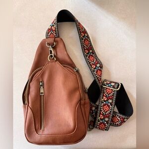 Antik Kraft Tasha Webbing Strap Sling Crossbody Backpack - Vegan Leather